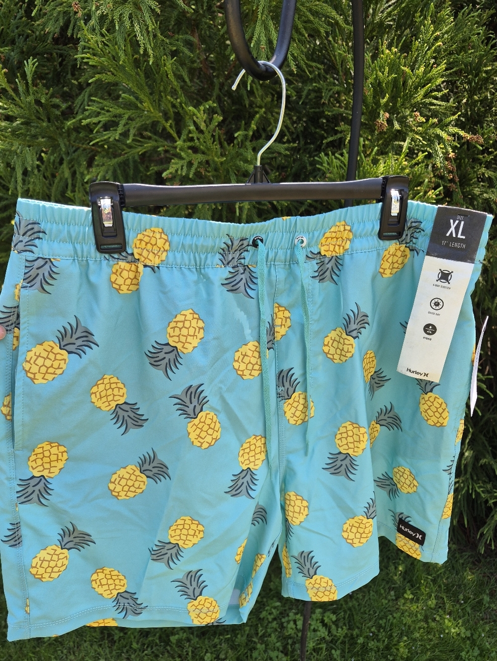 NWT Hurley Men’s Pineapple Shorts Aqua & Yellow XL